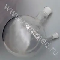 Колба круглодонная КГУ-2-1-2000-29/32-19/26 со шлифом и двумя горловинами (ГОСТ 25336-82, ТУ 9464-019-29508133-2015)