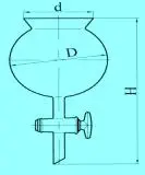 Воронка делительная шарообразная 500 мл (к экстрактору) d горла 75 мм/Кран К1Х-1-40-4,0/ТС