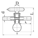 Кран вакуумный 1-ходовой D 14,5 отверстие 4 мм Гф 6.451.281-02