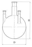 Колба круглодонная с 4-мя паралл. горловинами со шлифами КГП-4-1000-29/32-14/23-14/23-14/23 ТС